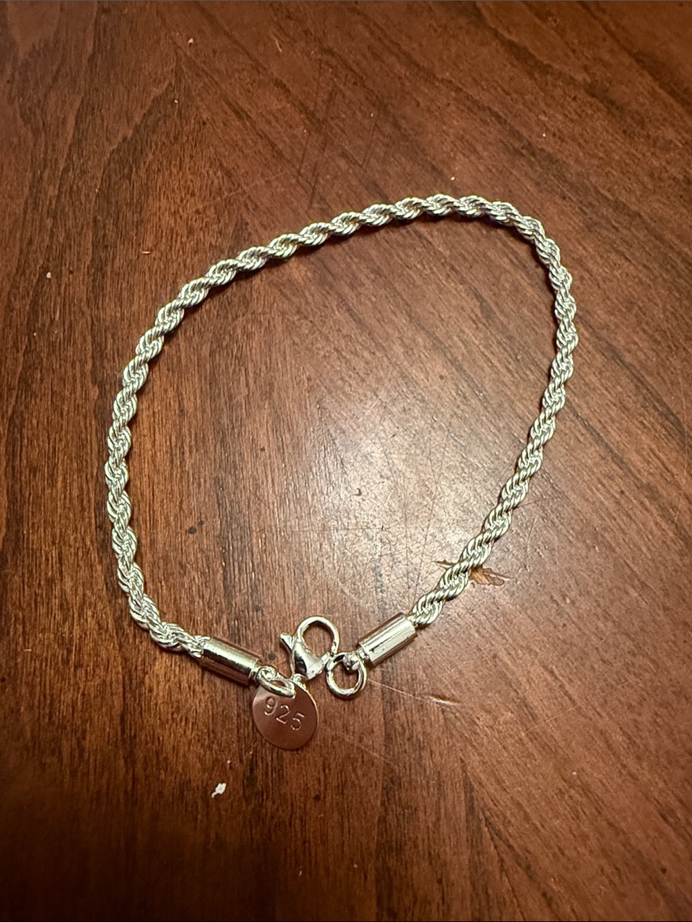 Sterling Silver Rope Chain Bracelet - 925 Marked